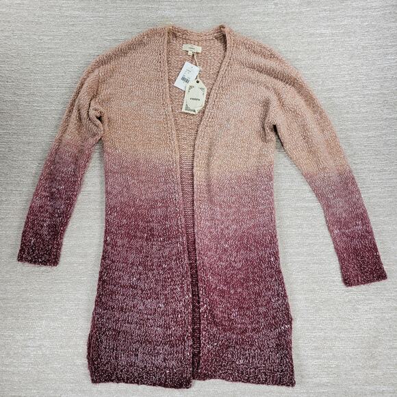 Entro Vilma Ombre Longline Open Cardigan Sweater Medium NWT Wine Blush Knit - Picture 2 of 16